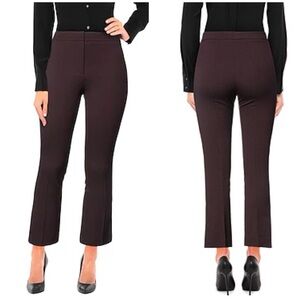 NWT QL2 Quelledue Monet Wool Blend Trouser Pants Plum Brown Crop Flare Sz 40